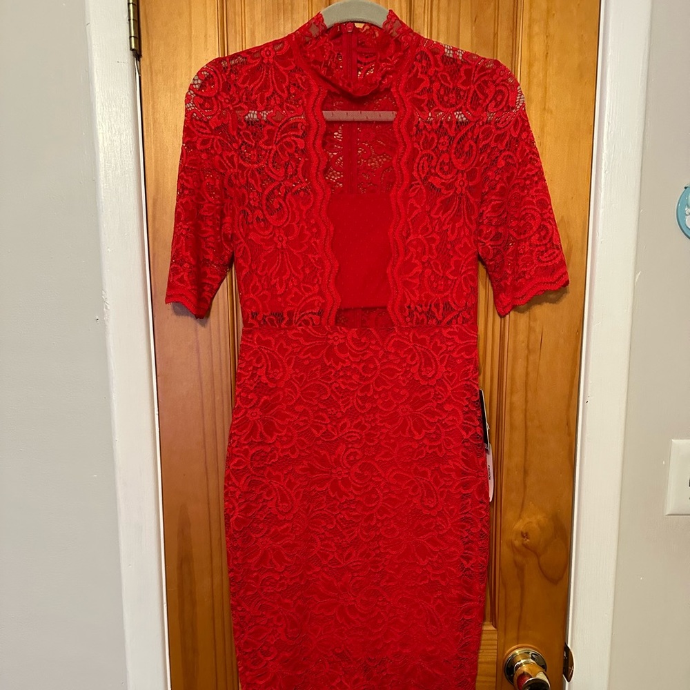 Express red lace dress